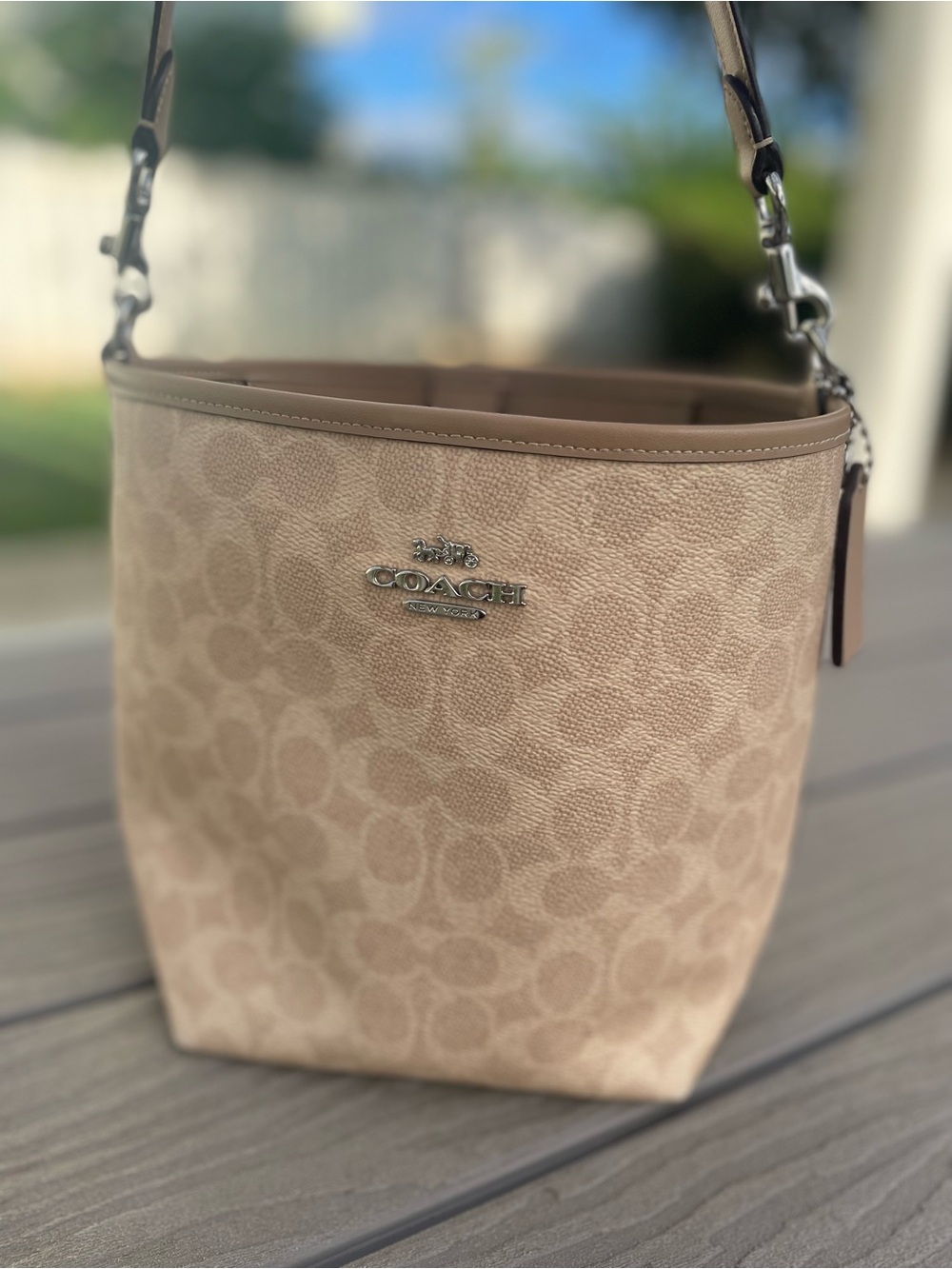 Coach Tan Signature Bucket Shoulder Bag